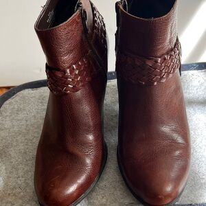 B.O.C Brown Leather Ankle Boots with 3 inch heels